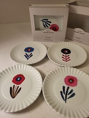2 Sets of 4 Floral Melamine Coasters  Poppy One Hundred 80 Degrees New In Box